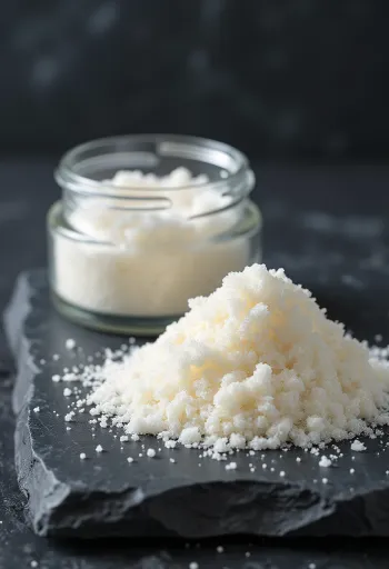 Agar-agar-pulver i liten skål med tresleiv, lys bakgrunn