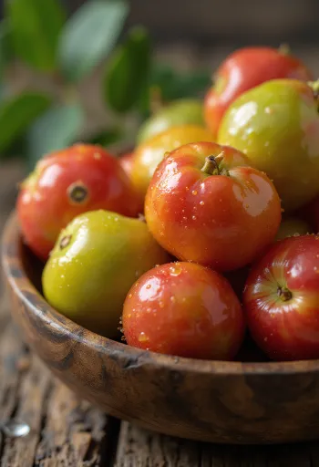 Ferske camu camu-bær, hele og delte
