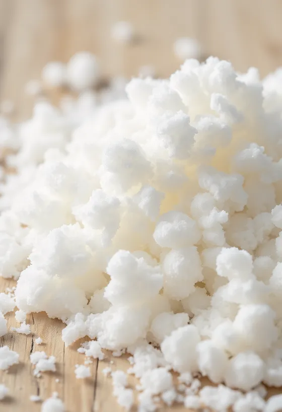 Krystallinsk hvitt erytritol søtningsmiddel i skål, med treskje