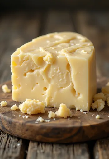 Hvit Cheddar i en skål på et trebord