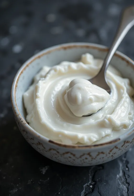 Gresk yoghurt i skål med skje