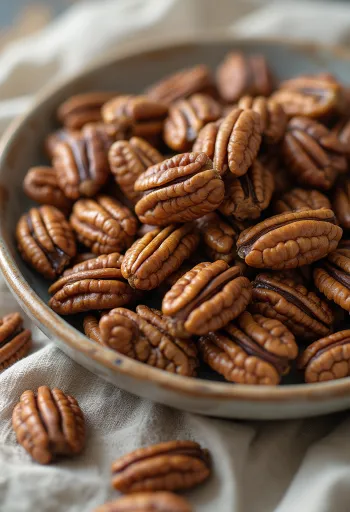 Pekannøtter uten skall, naturlig brune, på hvit bakgrunn