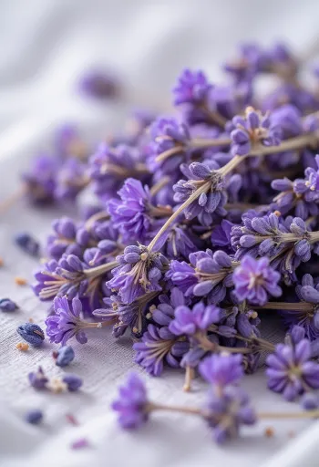 Friske og tørkede lavendelblomster i skål, med sitron og honning