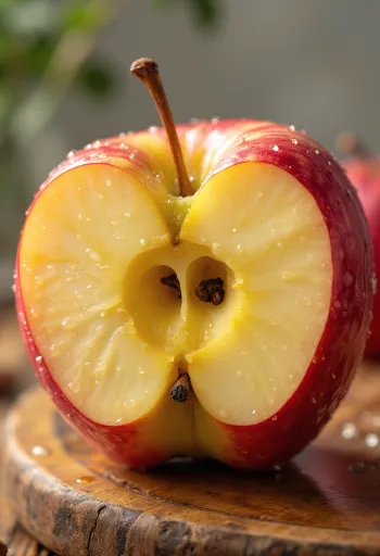Friske Honeycrisp epler og båter på skjærebrett