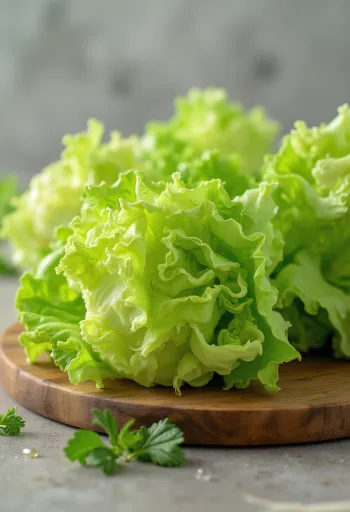 Frisk Lollo Bionda-salat med lysegrønne blader på skjærebrett