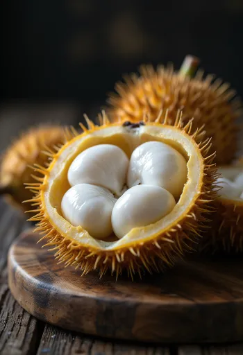 Fersk marang-frukt åpnet for å vise fruktkjøttet.