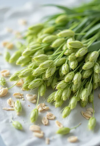 Friske skudd av grønn havre på tallerken