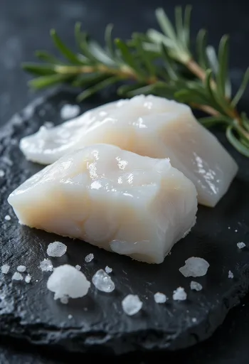 Fersk filet av atlanterhavstorsk på skjærebrett