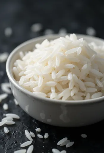 Skål med nykokt, hvit sjasminris