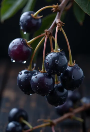 Røde rognbær med lett rynkete overflate