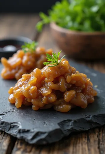Misopasta i keramikkskål, omgitt av kokte soyabønner, ris-koji og havsalt