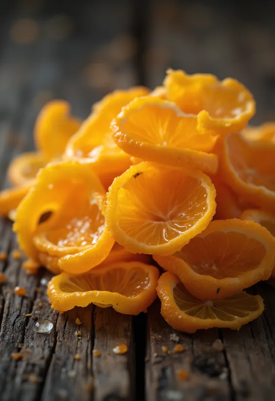 Friske strimler av appelsinskall i skål, med rivjern og honning