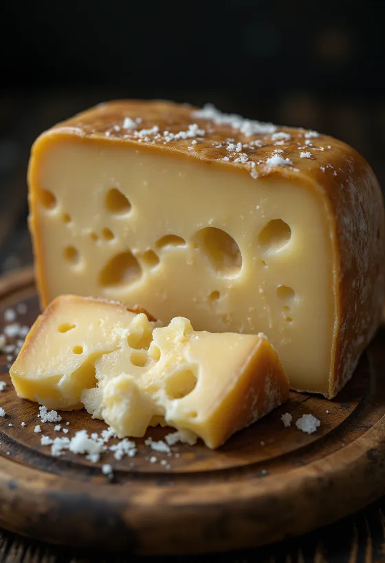 Fersk Parmigiano Reggiano i hvit keramikkskål på trebord