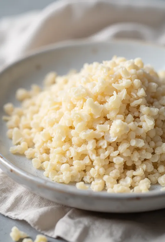 Tørkede quinoaflak med naturlig farge og tekstur