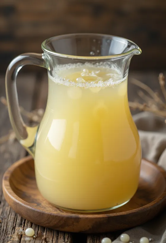 Surmyse i glasskål på kjøkkenbord