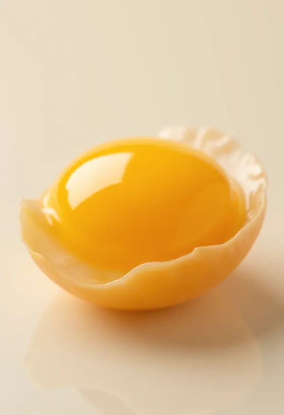 Separert rå eggeplomme i glassbolle på treoverflate