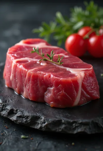 Ferske tunfiskskiver med krydder og sitron på skjærefjøl