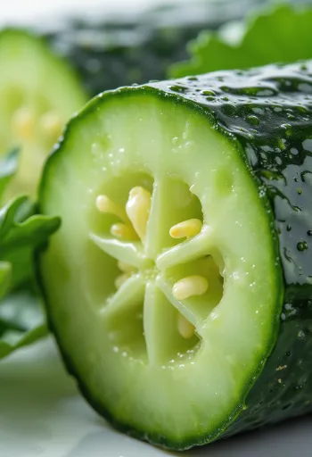 Ferske agurkskiver og hele agurker på rustikk overflate