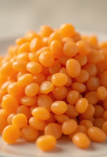 Skål med røde linser i rustikt kjøkkenmiljø, på treflate