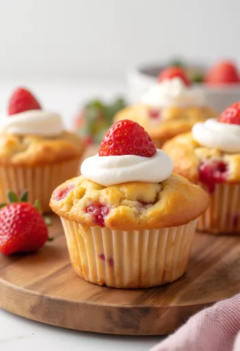 Muffins med jordbær og krem