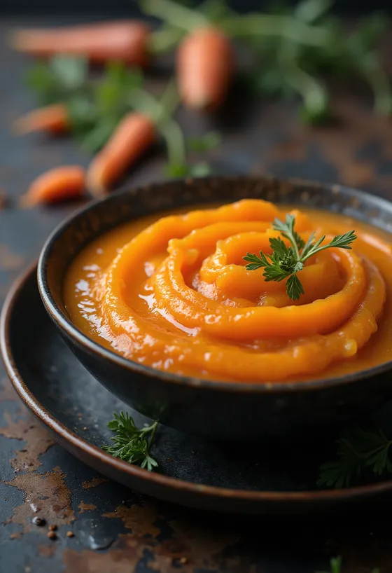 Ingefær- og gulrotsaus servert