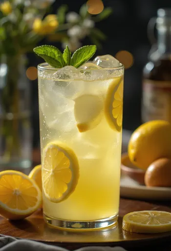Hjemmelaget limonade med frisk mynte og sitronskiver