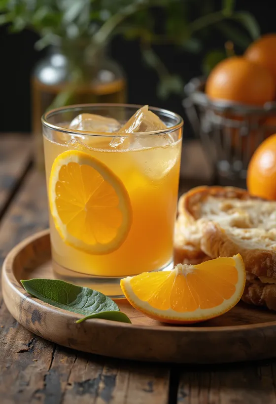 Appelsinjuice med honning servert i glass