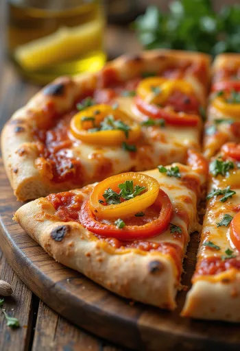 Pizza ai Peperoni med fargerik paprika og mozzarella