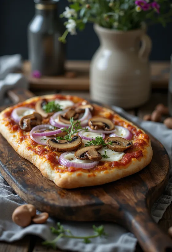 Pizza Finlandese med reinsdyrkjøtt, rømme og rødløk