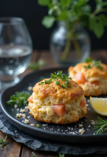Scones med røkelaks, gyllenbrune kaker med sprø topp