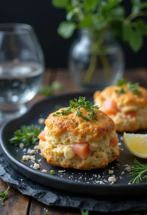 Scones med røkelaks, gyllenbrune kaker med sprø topp