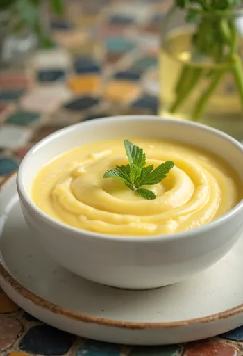 Avgolemono-sitronsaus servert med fisk og grønnsaker