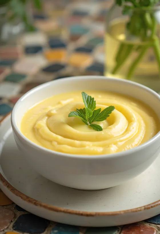 Avgolemono-sitronsaus servert med fisk og grønnsaker