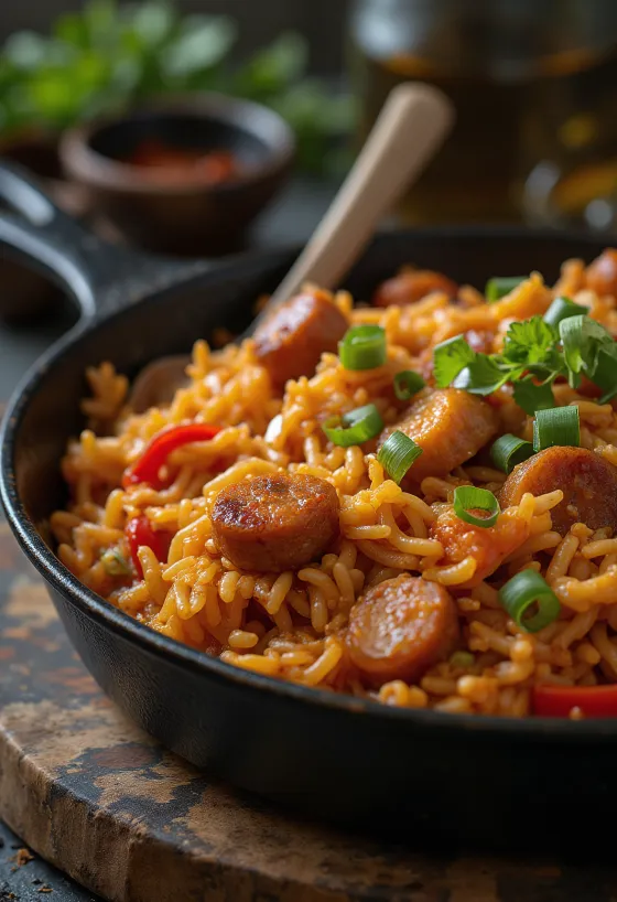 Jambalaya med kylling, rike smaker og fargerike ingredienser