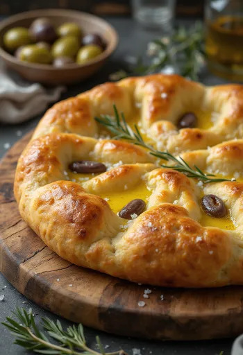 Pizza Focaccia med salt og olivenolje fra Liguria