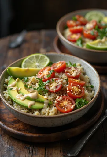 Quinoa Buddha bowl med lime og tahini