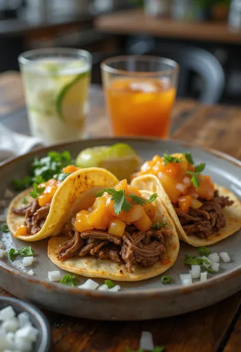 Tacos de Res con Salsa Habanero på tallerken