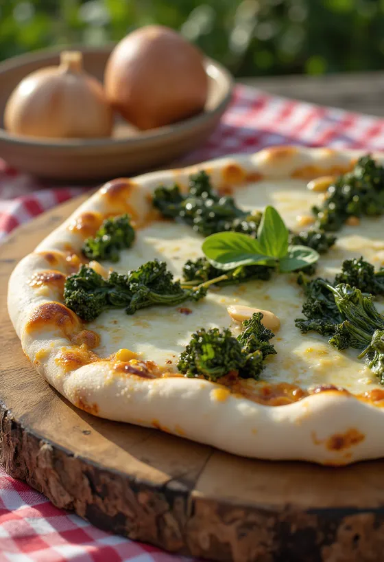 Pizza al Cavolo Nero med svartkål og ost