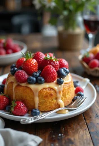 Sommerlig fruktkake pyntet med frisk frukt