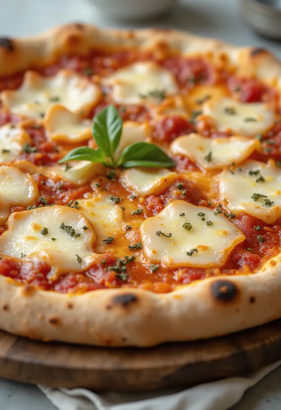 Pizza al Grana Padano med ost og basilikum