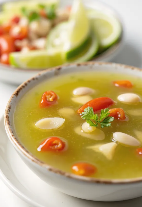 Søt-sur lime- og chilisaus servert