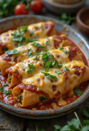 Enchilada med spinat, gratinert tortilla i form