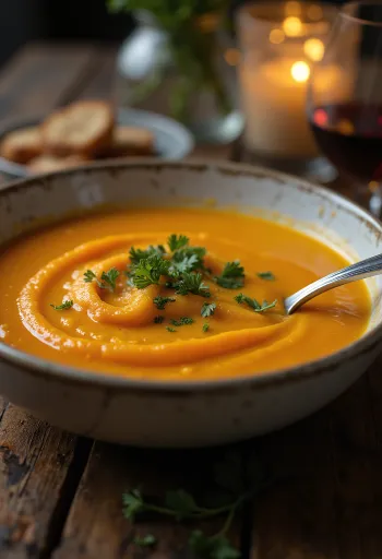 Gulrotsuppe med ingefær, kokosmelk og koriander