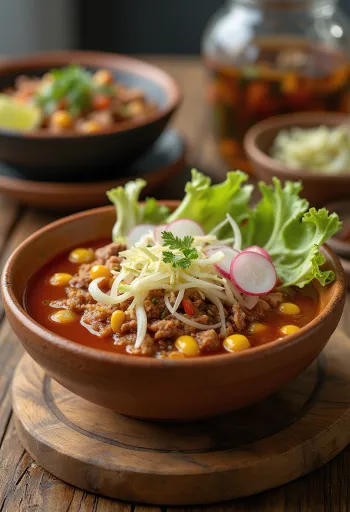 Pozole suppe servert