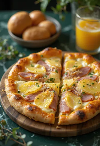 Kokos-Hawaii-pizza servert