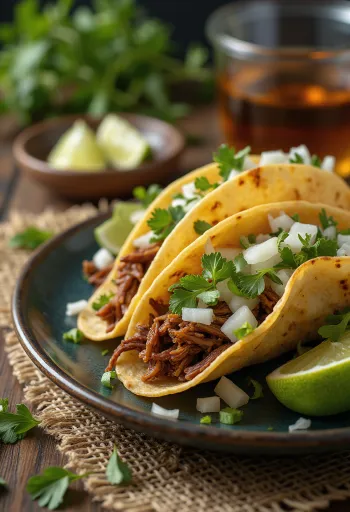 Pulled Beef Taco, mørt storfekjøtt i tortilla, med kålsalat og koriander