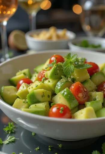 Avokado- og limesalat med friske grønnsaker