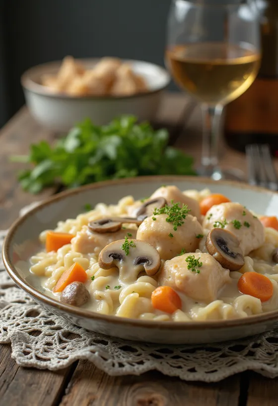 Chicken Fricassee servert med kremsaus