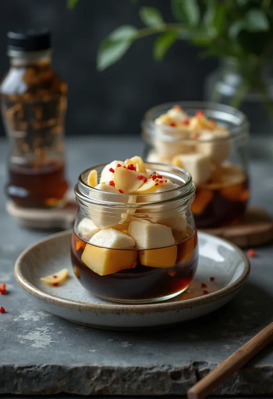 Syltet tofu i et glass