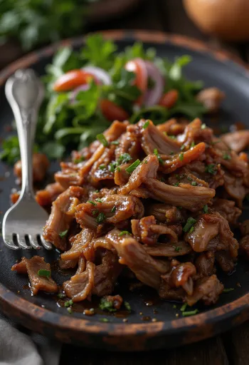 BBQ pulled lamb servert